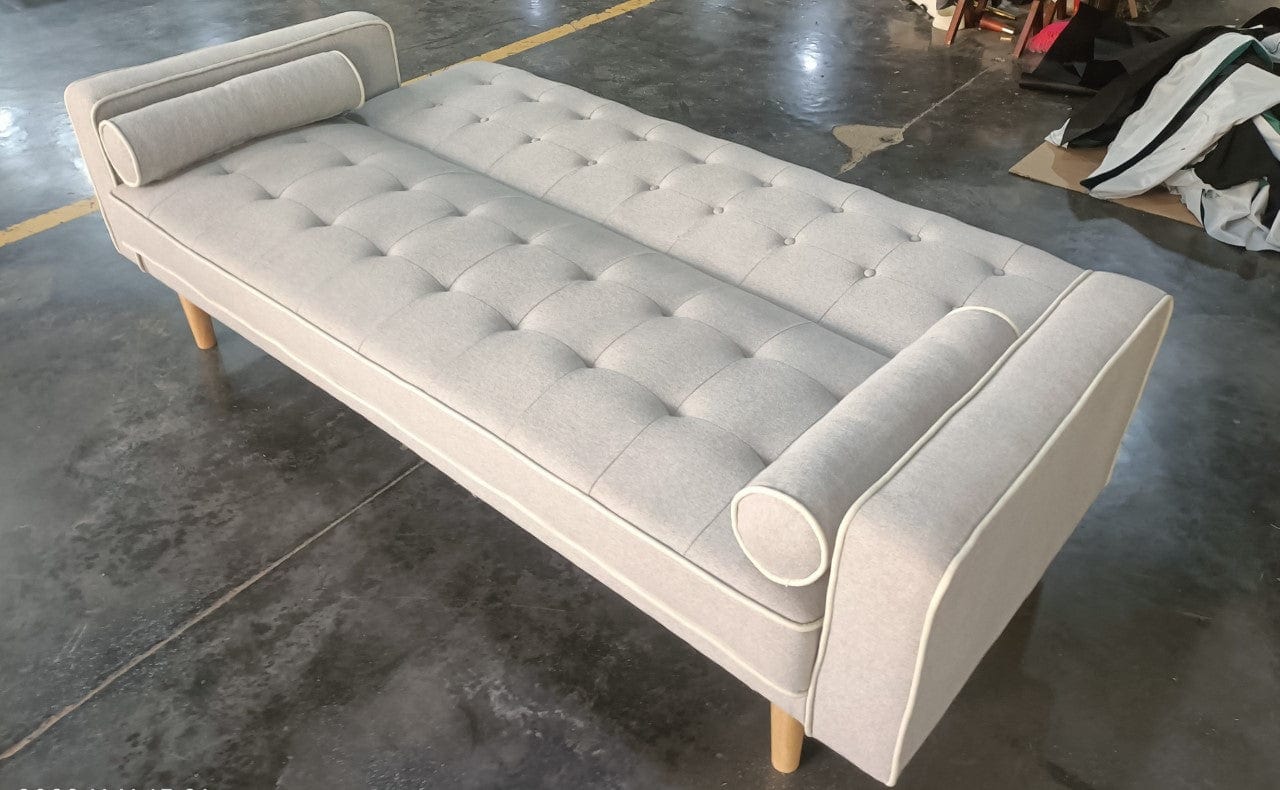 BroDeals Sofas New York Sofabed - Grey with white piping