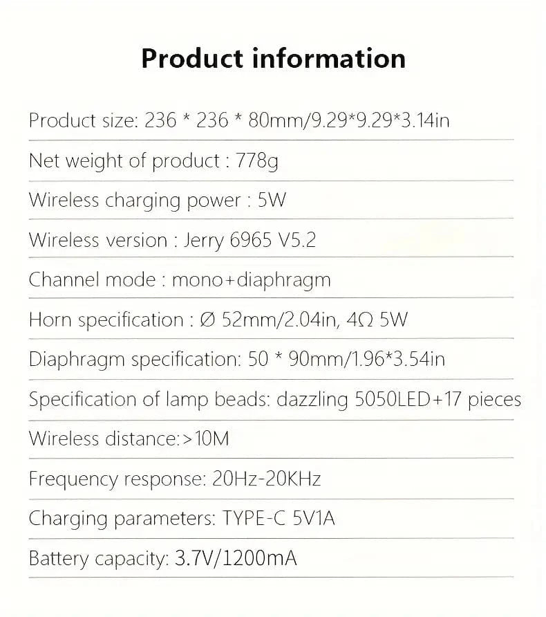 BroDeals speakers Wireless Speaker | Wireless Charging | 6 Light Modes