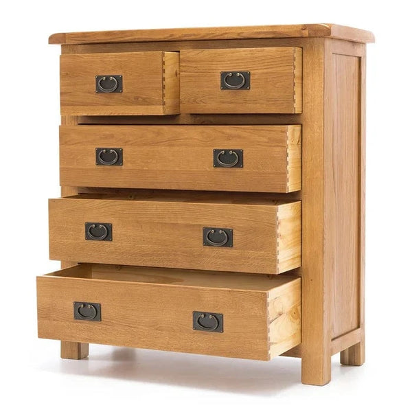 BroDeals Tallboy Oak 5 Drawer Tallboy