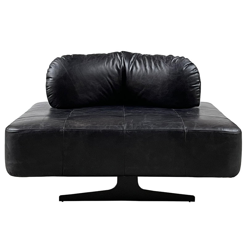 Leather Chair | Ottoman Slate Black