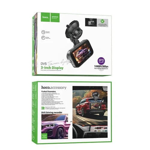 Hoco Car Accessories Dash Cam for Car w/ 3 inch IPS HD Display, 1080P/30FPS Camera, Sturdy Windshield Fit