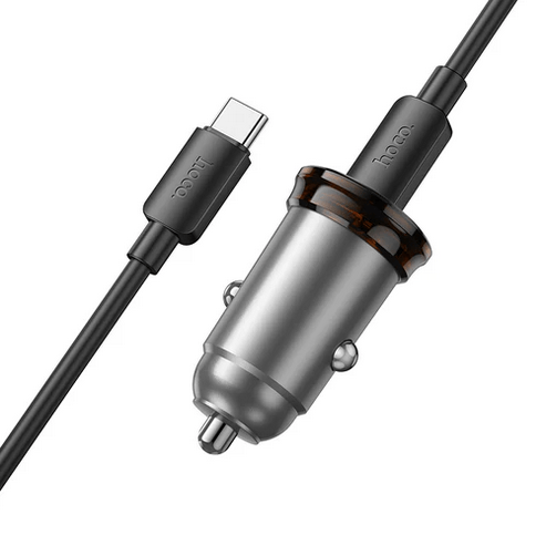 Hoco Car Charger 43W PD+QC Super Fast Car Charger w/ Mini Size, C to C Cable Included