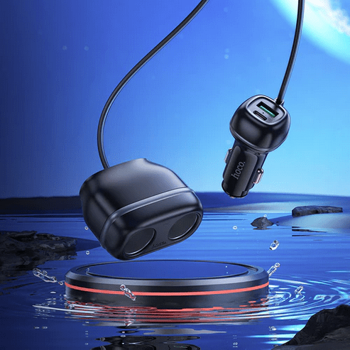 Hoco Car Charger 48W PD+QC Super Fast Car Charger w/ 2 x Cigarette Lighter Hub up to 240W
