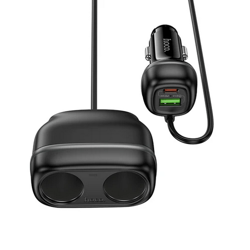 Hoco Car Charger 48W PD+QC Super Fast Car Charger w/ 2 x Cigarette Lighter Hub up to 240W