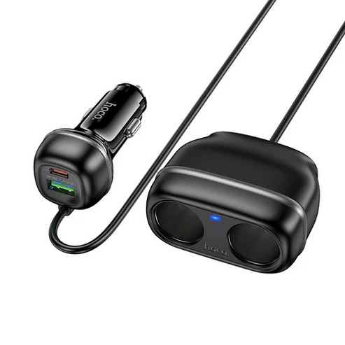 Hoco Car Charger 48W PD+QC Super Fast Car Charger w/ 2 x Cigarette Lighter Hub up to 240W