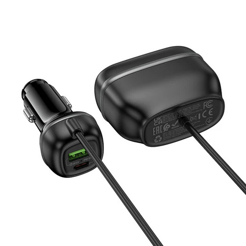 Hoco Car Charger 48W PD+QC Super Fast Car Charger w/ 2 x Cigarette Lighter Hub up to 240W