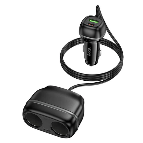 Hoco Car Charger 48W PD+QC Super Fast Car Charger w/ 2 x Cigarette Lighter Hub up to 240W