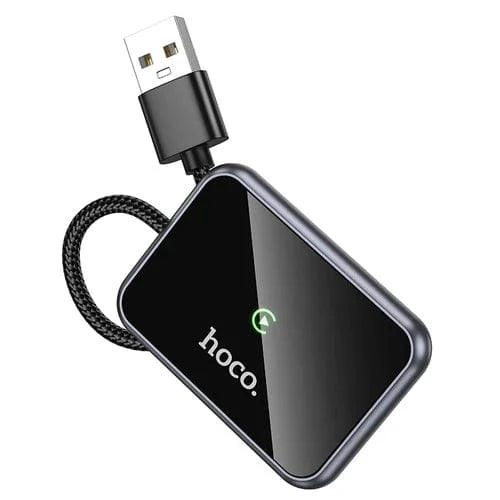 Hoco Car Charger Wireless Adaptor for Apple Car Play w/ USB-A & USB-C Plug