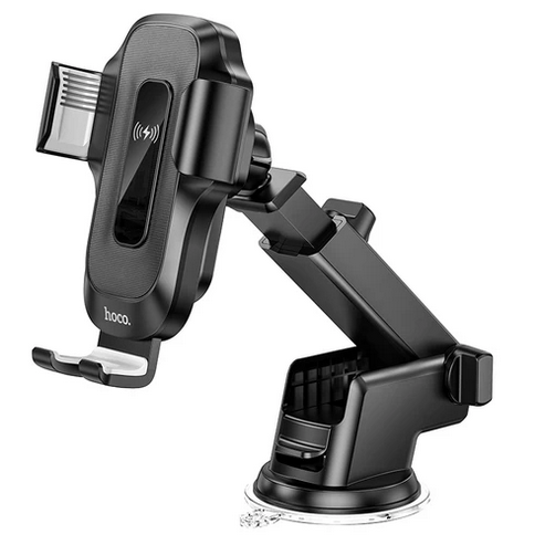 Hoco Car Phone Holder 15W Automatic Clamping Wireless Charging Phone Holder for Windshield / Dashboard