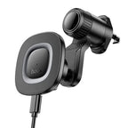 Hoco Car Phone Holder 15W Magnetic Wireless Charging Phone Holder for Air Vent w/ Hook Locking
