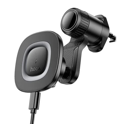 Hoco Car Phone Holder 15W Magnetic Wireless Charging Phone Holder for Air Vent w/ Hook Locking