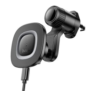 Hoco Car Phone Holder 15W Magnetic Wireless Charging Phone Holder for Air Vent w/ Hook Locking