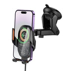 Hoco Car Phone Holder 15W Wireless Charging Phone Holder for Windshield & Dashboard w/ Transparent Design