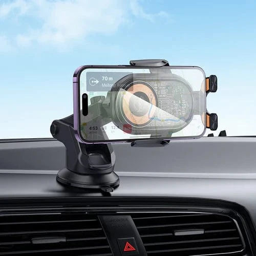 Hoco Car Phone Holder 15W Wireless Charging Phone Holder for Windshield & Dashboard w/ Transparent Design