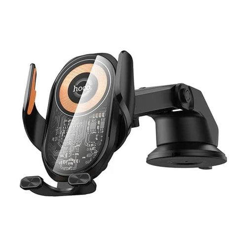 Hoco Car Phone Holder 15W Wireless Charging Phone Holder for Windshield & Dashboard w/ Transparent Design
