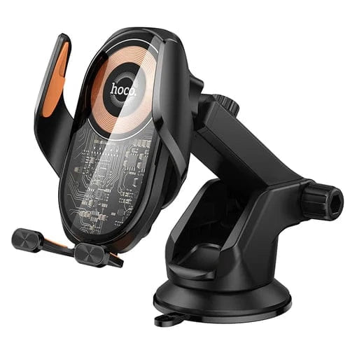 Hoco Car Phone Holder 15W Wireless Charging Phone Holder for Windshield & Dashboard w/ Transparent Design