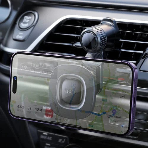 Hoco Car Phone Holder Magnetic Air Vent Phone Holder w/ Ring Magnet, Hook Locking