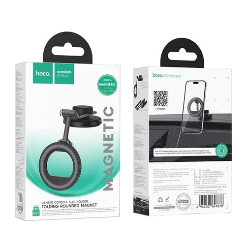 Hoco Car Phone Holder Magnetic Dashboard Phone Holder w/ Ring Magnet, Foldable Design