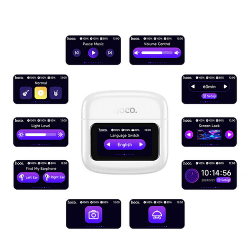 Hoco Earphone TWS Earbud w/ LCD Touch Screen, 7 Hours