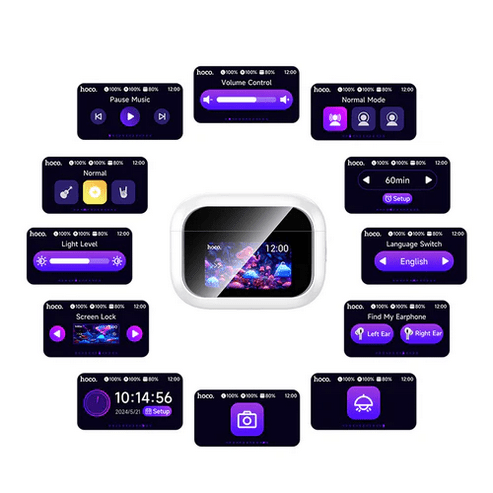 Hoco Earphone TWS Earbud w/ LCD Touch Screen, ANC Noise Cancelling, 4 Hours