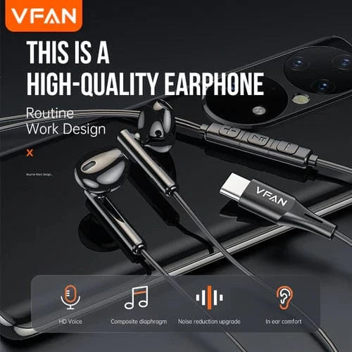 Hoco Earphone Type-C Earphone Universal w/ Digital Microchip