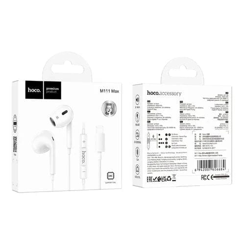 Hoco Earphone Wired Lightning Earphone w/ Plug-And-Play (No Need Bluetooth)