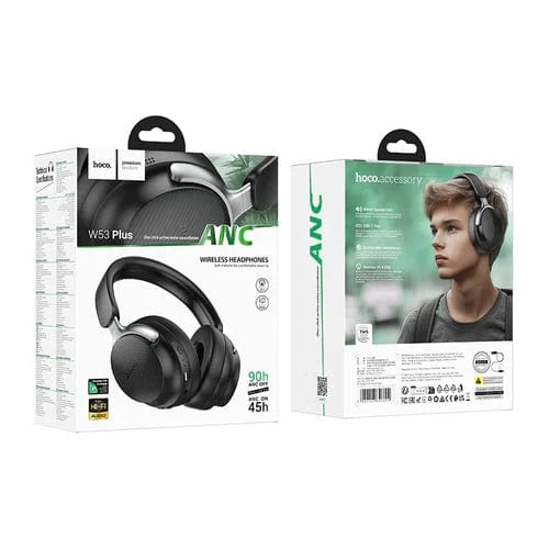 Hoco Headset Premium Bluetooth Headset w/ 90 Hours, ANC Noise Cancelling, Light Weight Comfort Fit