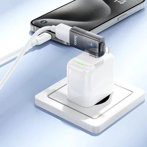 Hoco mobile phone accessories 2 in 1 OTG Adaptor w/ Lightning & USB-C male to USB-A female, Plug and Play, Data Transfer
