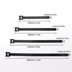 Releasable Black Nylon Hook & Loop Cable Ties 15/20/25/30cm