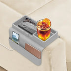 Silicone Sofa Armrest Tray with Dual Cup Holders