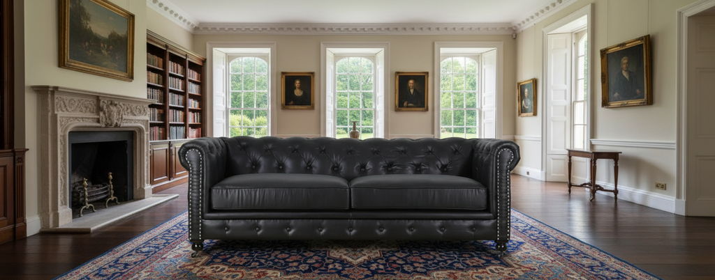 Newell Chesterfield 3 Seater Sofa - Black