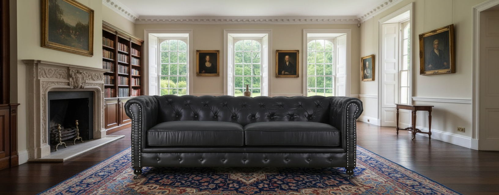 Newell Chesterfield 3 Seater Sofa - Black