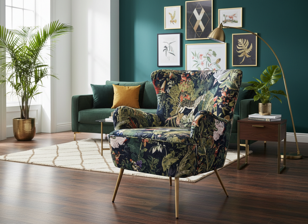 Patchwork Armchair - Forest Green