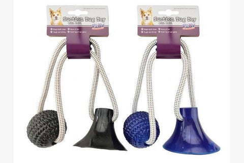 Pet suction rope tug ball toy
