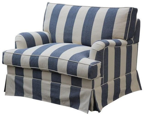 Daytona Armchair - Striped Blue Linen