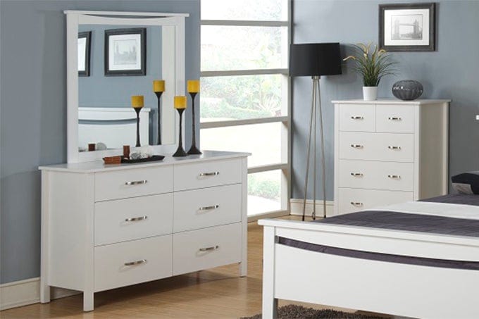BroDeals Bedroom Furniture Sets Patty 6 Drawer Dressing Table with Mirror