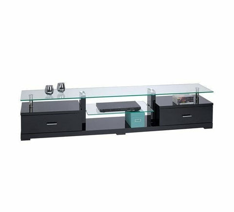 BroDeals Entertainment Centers & TV Stands Ramon Glass Top TV Unit - Black