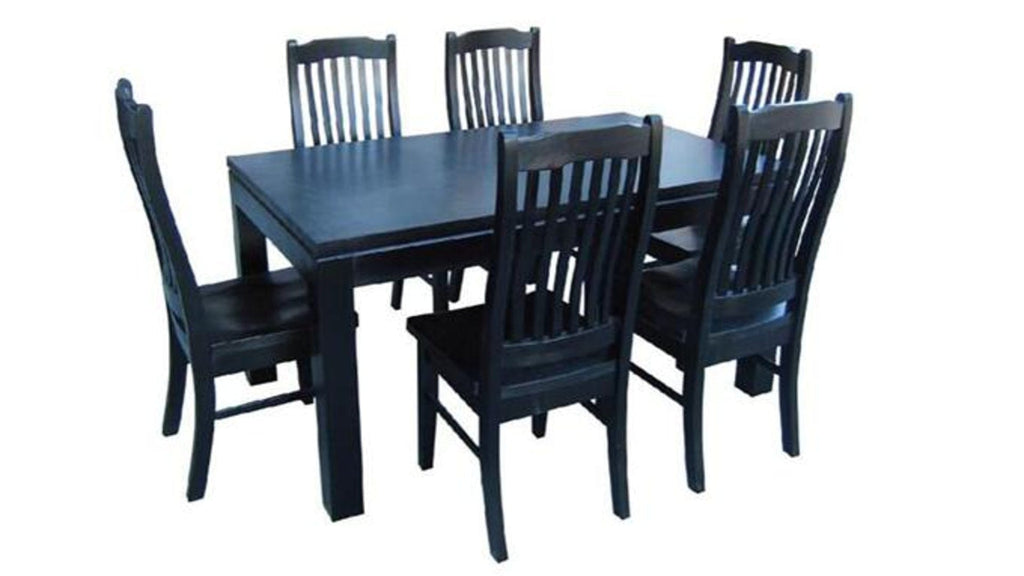 BroDeals Kitchen & Dining Furniture Sets Pine Dining Suite 5Pcs-Black