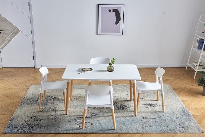 BroDeals Kitchen & Dining Furniture Sets White Echo Dining Table Set 5Pcs