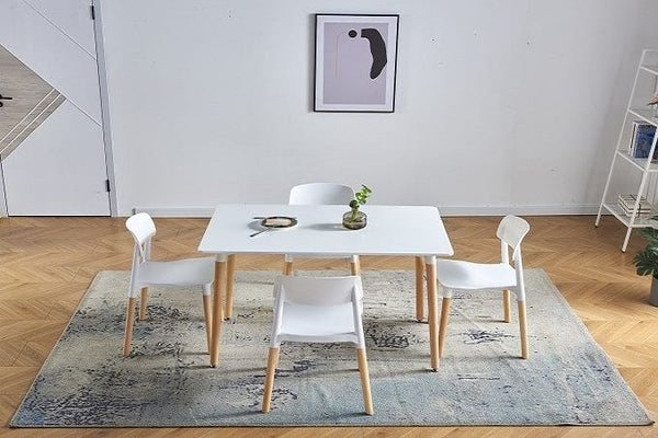 BroDeals Kitchen & Dining Furniture Sets White Echo Dining Table Set 5Pcs