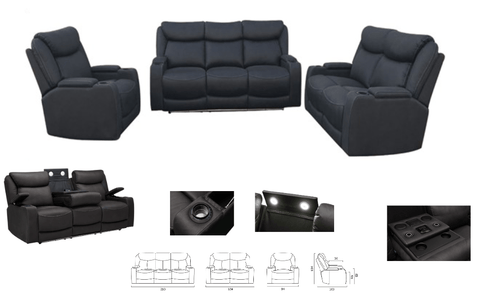 BroDeals Sofas 3+2+1 Set Excalibur Electric Recliner Lounge Suite