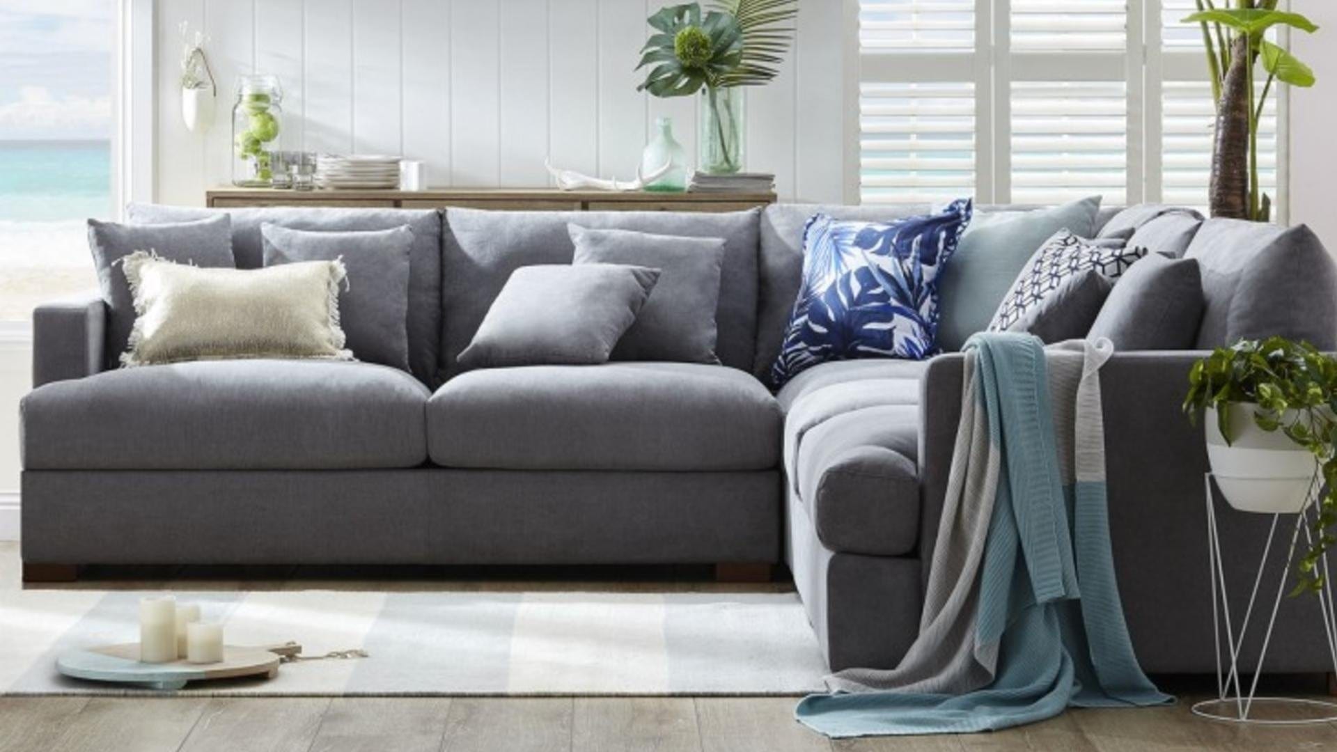 BroDeals Sofas Crescent Corner Lounge Suite - Charcoal