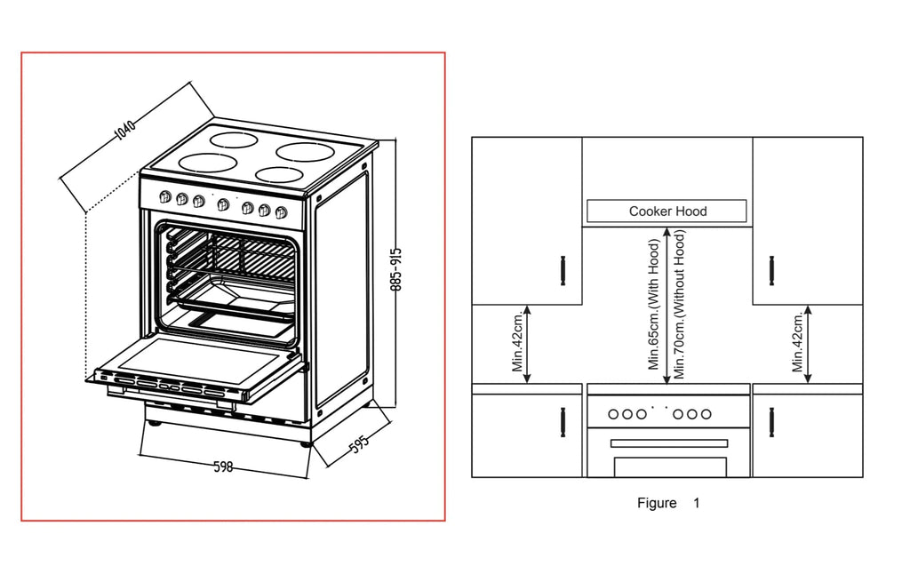 BroDeals Stove Midea 60cm Ceramic Cooktop Freestanding Stove 24DME4R109
