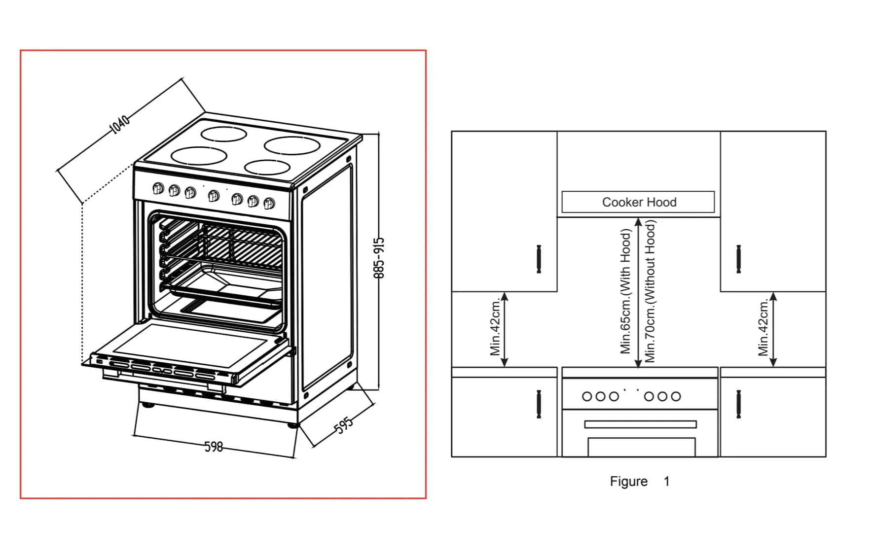 BroDeals Stove Midea 60cm Ceramic Cooktop Freestanding Stove 24DME4R109