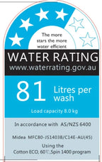 BroDeals washing machine Midea 8.0KG Front Load Washing Machine MFC80-JS1403B/C14E-AU(45)