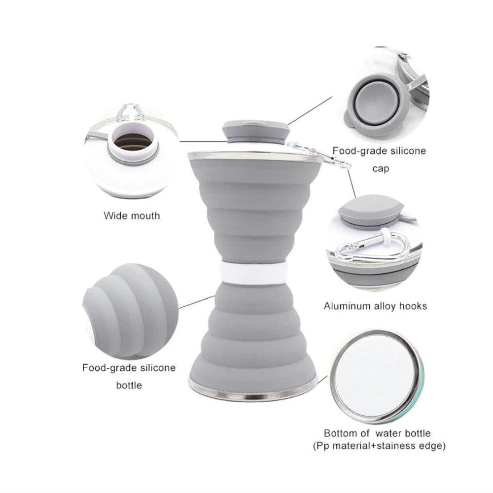 BroDealsNz Collapsible Water Bottle Collapsible Water Bottle- Gray