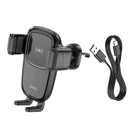 Hoco Car Phone Holder 15W Air Vent Wireless Charging Phone Holder w/ Hook Looking