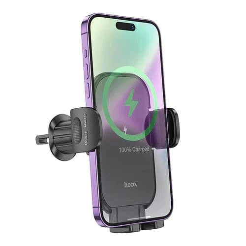 Hoco Car Phone Holder 15W Wireless Charging Air Vent Phone Holder w/ Hook Locking