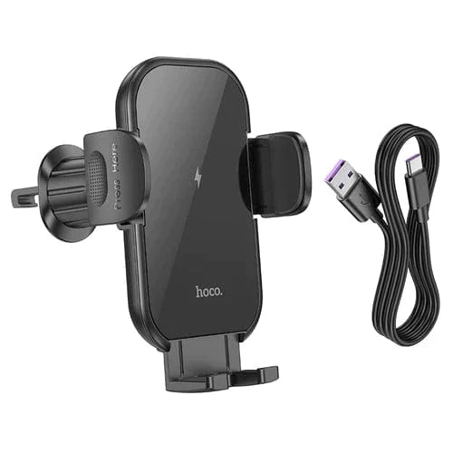 Hoco Car Phone Holder 15W Wireless Charging Air Vent Phone Holder w/ Hook Locking